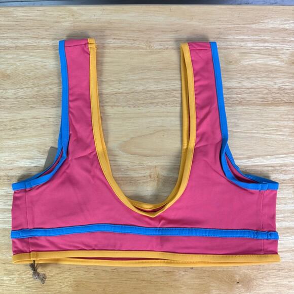 Stone Fox Swim Honeycomb Sunset Pink Color Block Dhalia Bikini Top Sixe XS - Picture 1 of 3